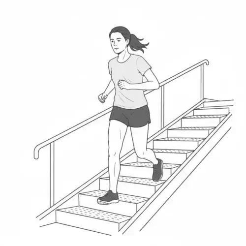 Läuferin auf Treppe